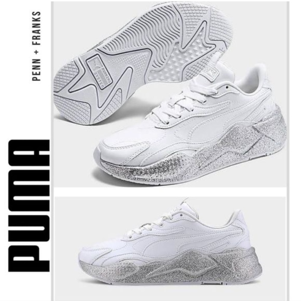 Silver and White puma wedding Sneakers size 8